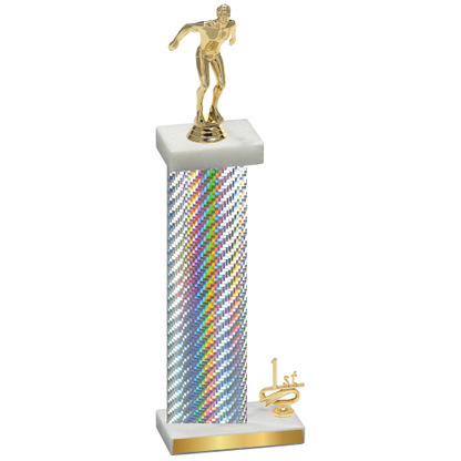 Accented Single Silver Carbon Fiber First Place Swimming Trophy