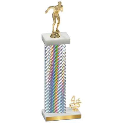 Accented Single Silver Carbon Fiber Fourth Place Swimming Trophy