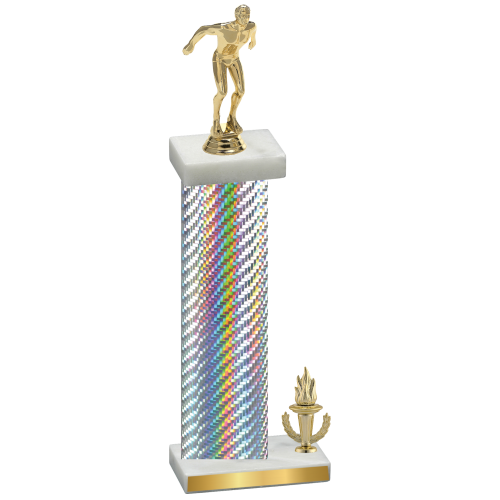 Accented Single Silver Carbon Fiber Victory Swimming Trophy