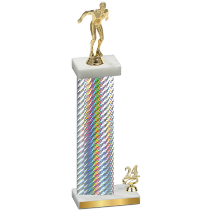 Accented Single Silver Carbon Fiber Year Swimming Trophy