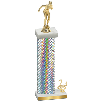 Accented Single Silver Carbon Fiber Second Place Tennis Trophy