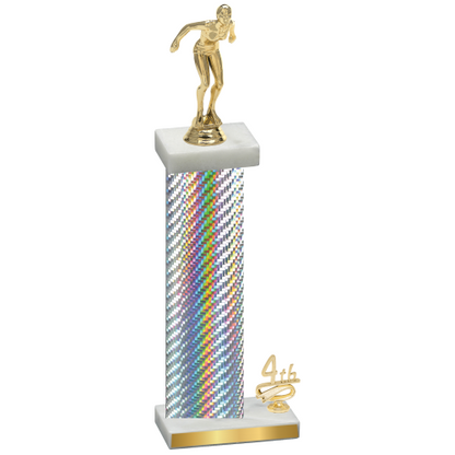 Accented Single Silver Carbon Fiber Fourth Place Tennis Trophy