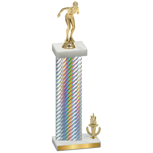 Accented Single Silver Carbon Fiber Victory Tennis Trophy