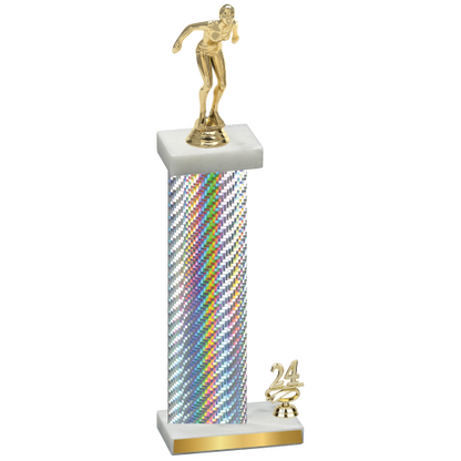 Accented Single Silver Carbon Fiber Year Tennis Trophy