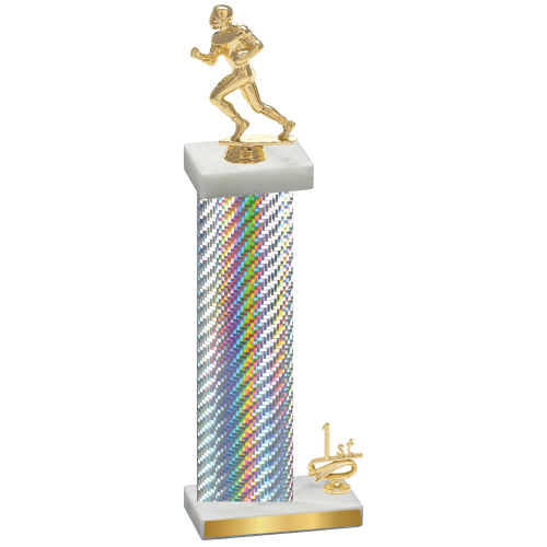 Accented Single Silver Carbon Fiber First Place Football Trophy