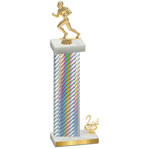 Accented Single Silver Carbon Fiber Second Place Football Trophy