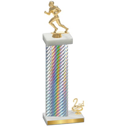 Accented Single Silver Carbon Fiber Second Place Football Trophy