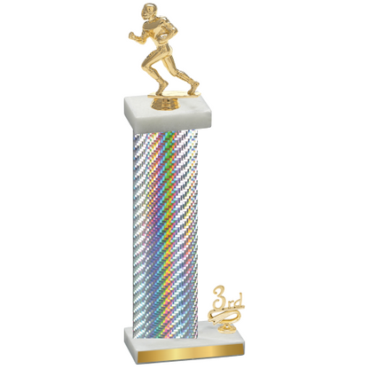 Accented Single Silver Carbon Fiber Third Place Football Trophy