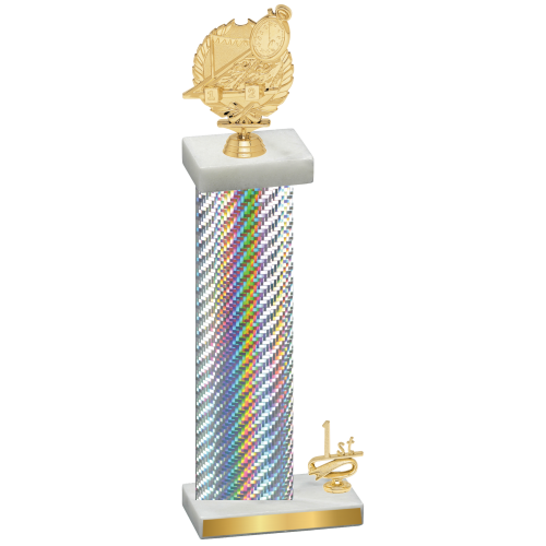 Accented Single Silver Carbon Fiber First Place Swimming Trophy