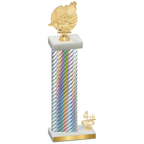 Accented Single Silver Carbon Fiber Fourth Place Swimming Trophy