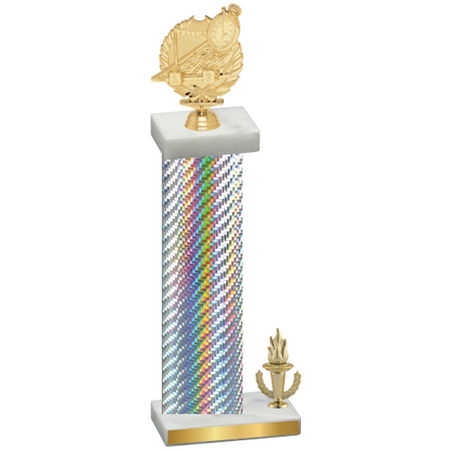 Accented Single Silver Carbon Fiber Victory Swimming Trophy