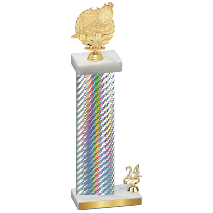 Accented Single Silver Carbon Fiber Year Swimming Trophy