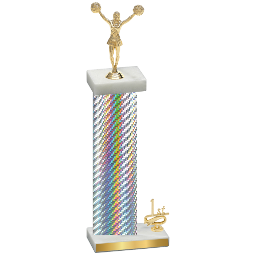 Accented Single Silver Carbon Fiber First Place Cheerleading Trophy