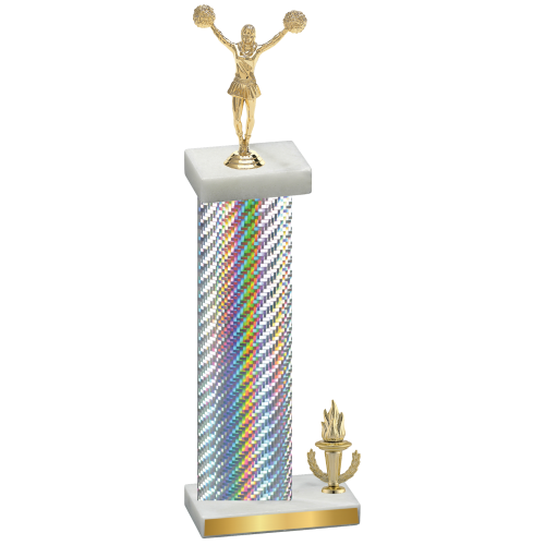 Accented Single Silver Carbon Fiber Victory Cheerleading Trophy