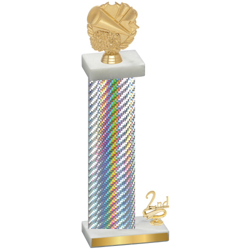 Accented Single Silver Carbon Fiber Second Place Cheerleading Trophy
