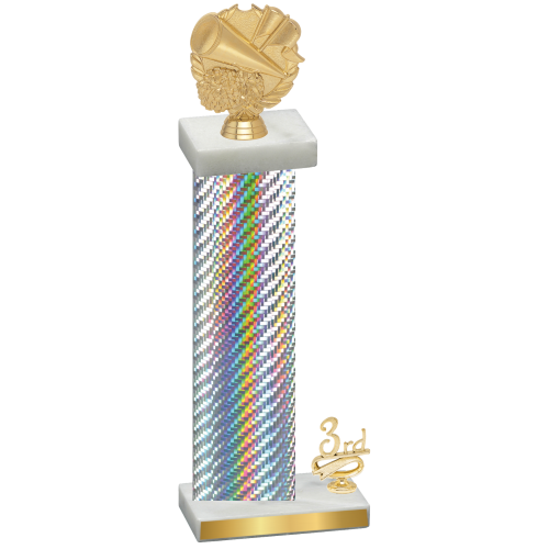 Accented Single Silver Carbon Fiber Third Place Cheerleading Trophy