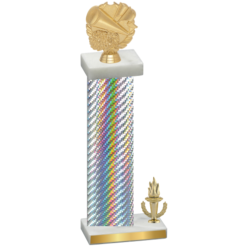 Accented Single Silver Carbon Fiber Victory Cheerleading Trophy