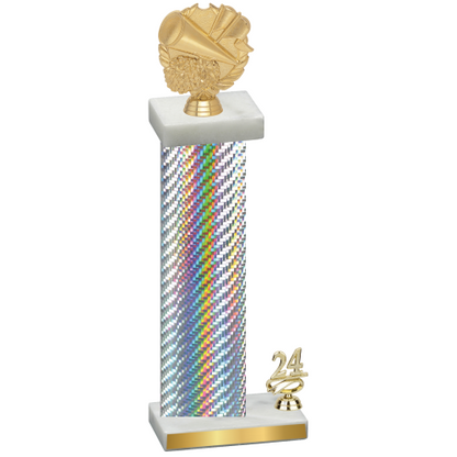 Accented Single Silver Carbon Fiber Year Cheerleading Trophy