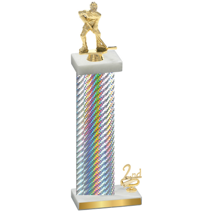 Accented Single Silver Carbon Fiber Second Place Hockey Trophy