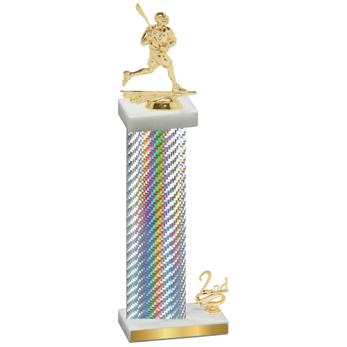 Accented Single Silver Carbon Fiber Second Place Lacrosse Trophy