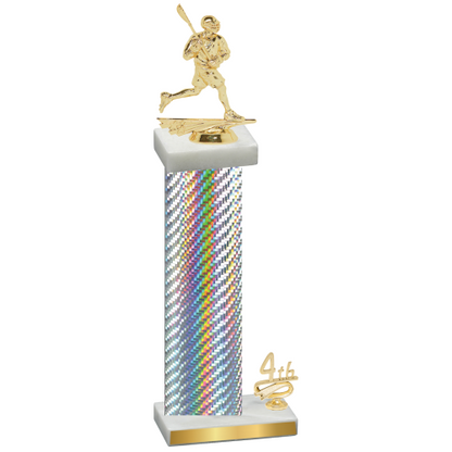 Accented Single Silver Carbon Fiber Fourth Place Lacrosse Trophy