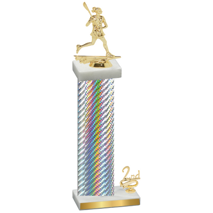 Accented Single Silver Carbon Fiber Second Place Lacrosse Trophy