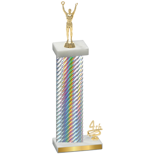 Accented Single Silver Carbon Fiber Fourth Place Victory Trophy