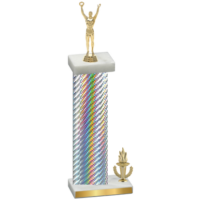 Accented Single Silver Carbon Fiber Victory Victory Trophy