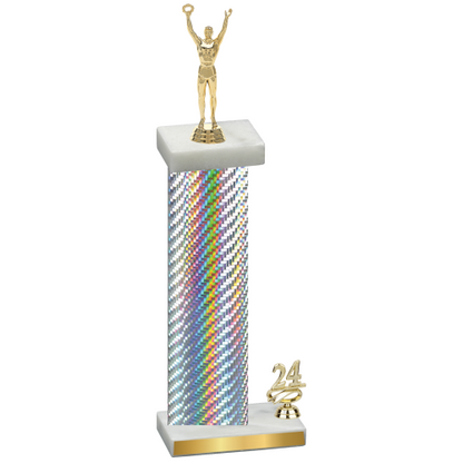 Accented Single Silver Carbon Fiber Year Victory Trophy