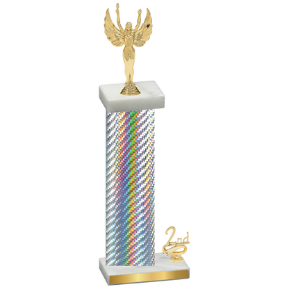 Accented Single Silver Carbon Fiber Second Place Victory Trophy