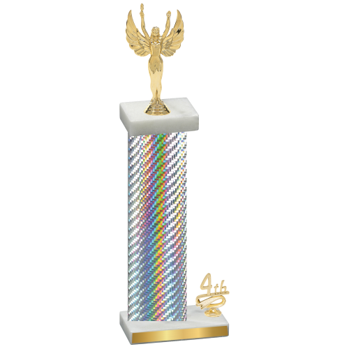 Accented Single Silver Carbon Fiber Fourth Place Victory Trophy