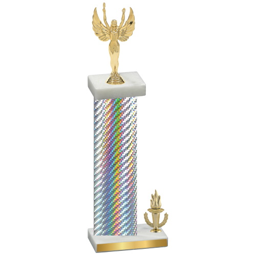 Accented Single Silver Carbon Fiber Victory Victory Trophy