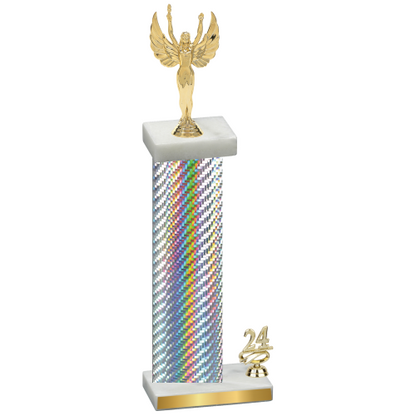 Accented Single Silver Carbon Fiber Year Victory Trophy