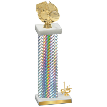 Accented Single Silver Carbon Fiber First Place Basketball Trophy