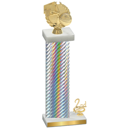 Accented Single Silver Carbon Fiber Second Place Basketball Trophy
