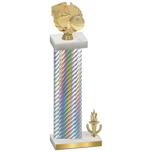 Accented Single Silver Carbon Fiber Victory Basketball Trophy