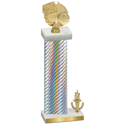 Accented Single Silver Carbon Fiber Victory Basketball Trophy