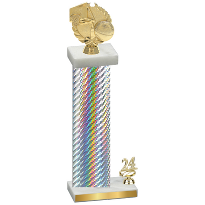 Accented Single Silver Carbon Fiber Year Basketball Trophy