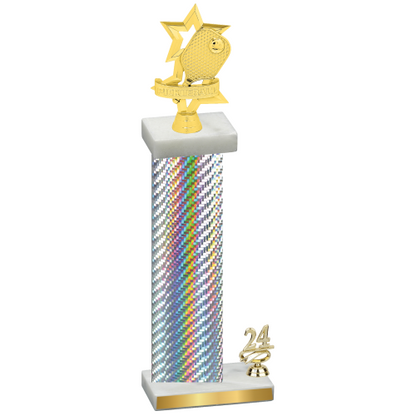 Accented Single Silver Carbon Fiber Year Pickleball Trophy