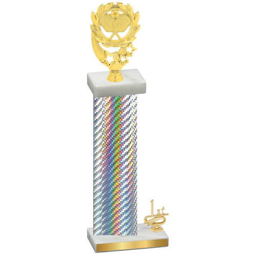 Accented Single Silver Carbon Fiber First Place Pickleball Trophy