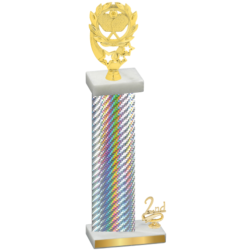 Accented Single Silver Carbon Fiber Second Place Pickleball Trophy