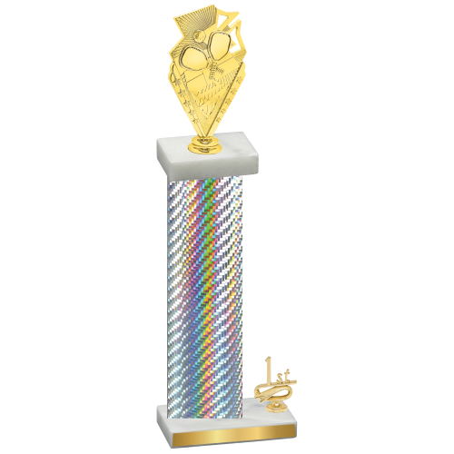 Accented Single Silver Carbon Fiber First Place Pickleball Trophy