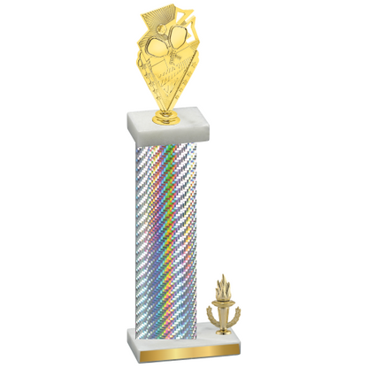 Accented Single Silver Carbon Fiber Victory Pickleball Trophy