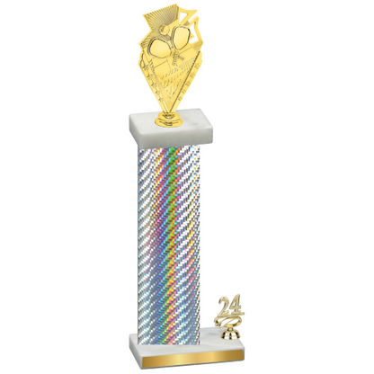 Accented Single Silver Carbon Fiber Year Pickleball Trophy