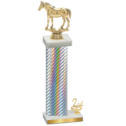 Accented Single Silver Carbon Fiber Second Place Horses Trophy