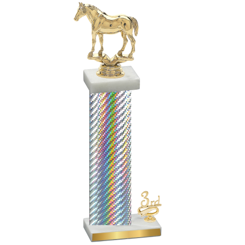 Accented Single Silver Carbon Fiber Third Place Horses Trophy