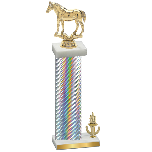 Accented Single Silver Carbon Fiber Victory Horses Trophy