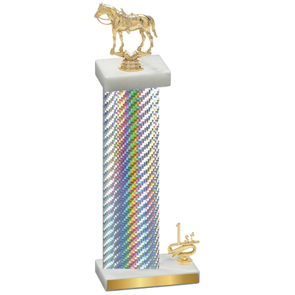 Accented Single Silver Carbon Fiber First Place Horses Trophy