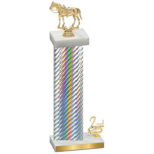 Accented Single Silver Carbon Fiber Second Place Horses Trophy