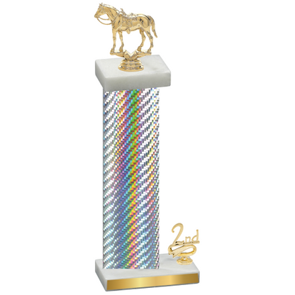 Accented Single Silver Carbon Fiber Second Place Horses Trophy